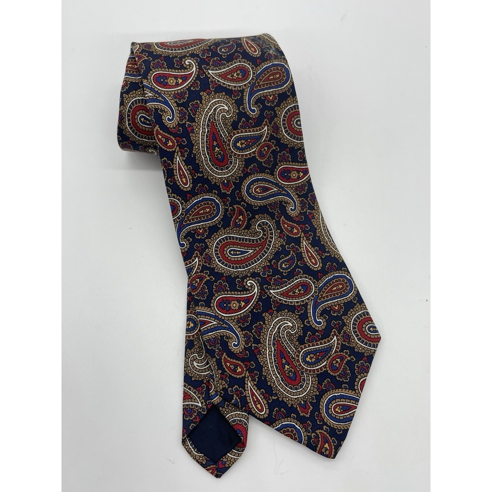 Brooks Brothers 346 Men's Tie Brown Blue Paisley Silk Preppy Career Party Italy